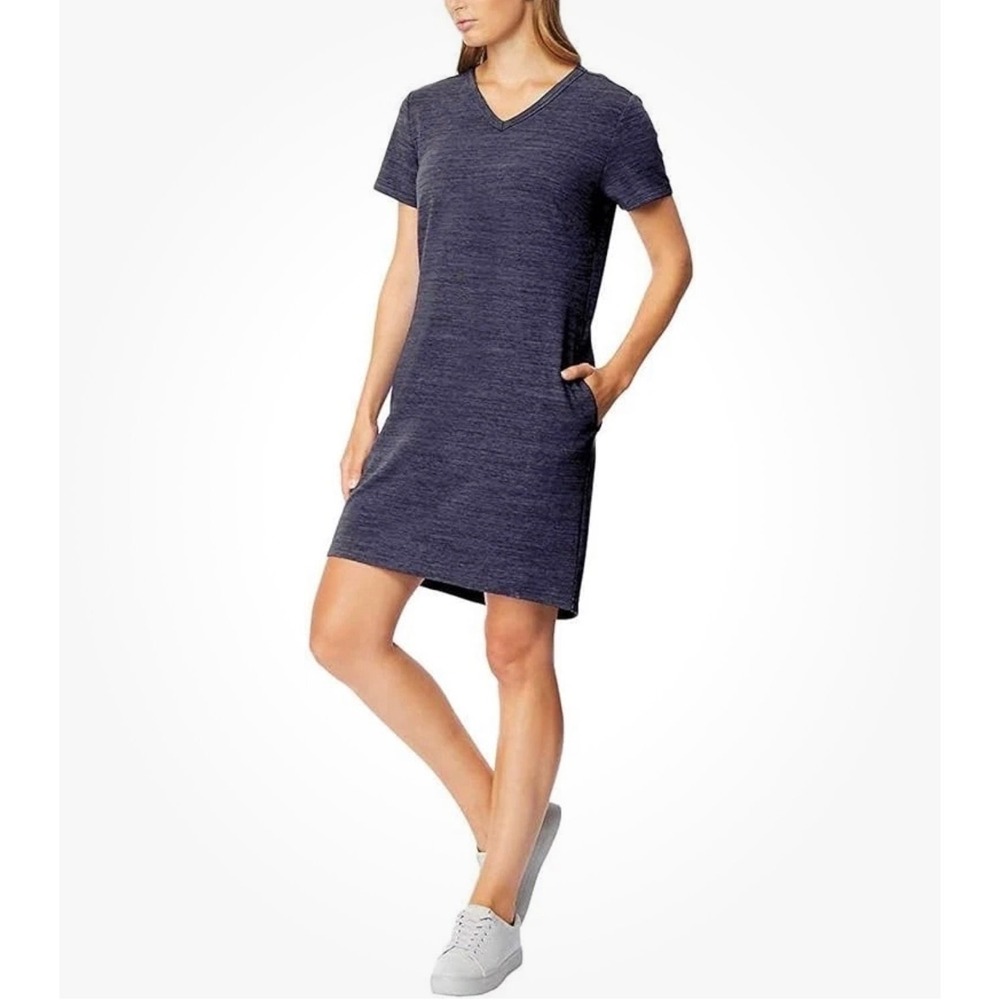 NWT 32 Degrees Cool Womens V-Neck Short Sleeve Pocket T-Shirt Dress‎ Skipper •S•